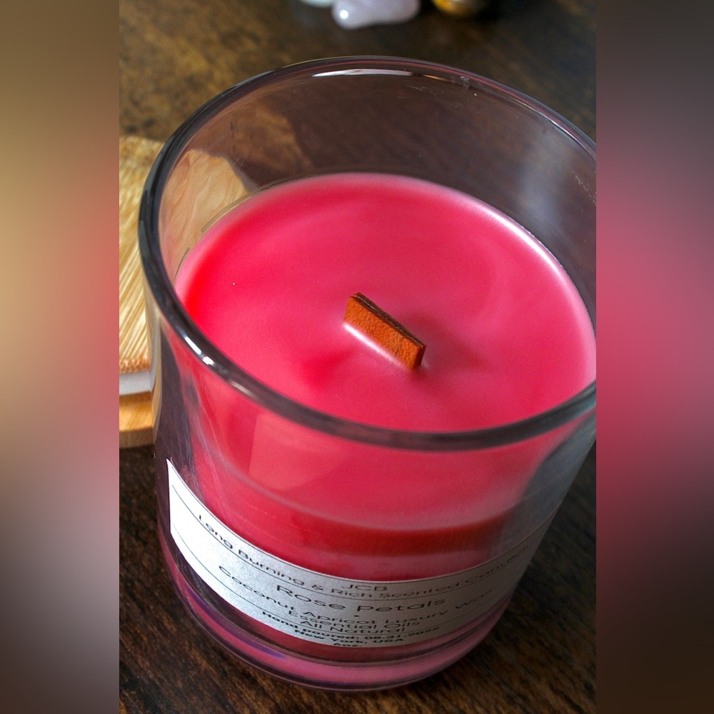 Rose Petals Scented Creamy Candle Coconut & Apricot Luxury Wax Hand Poured 6 oz